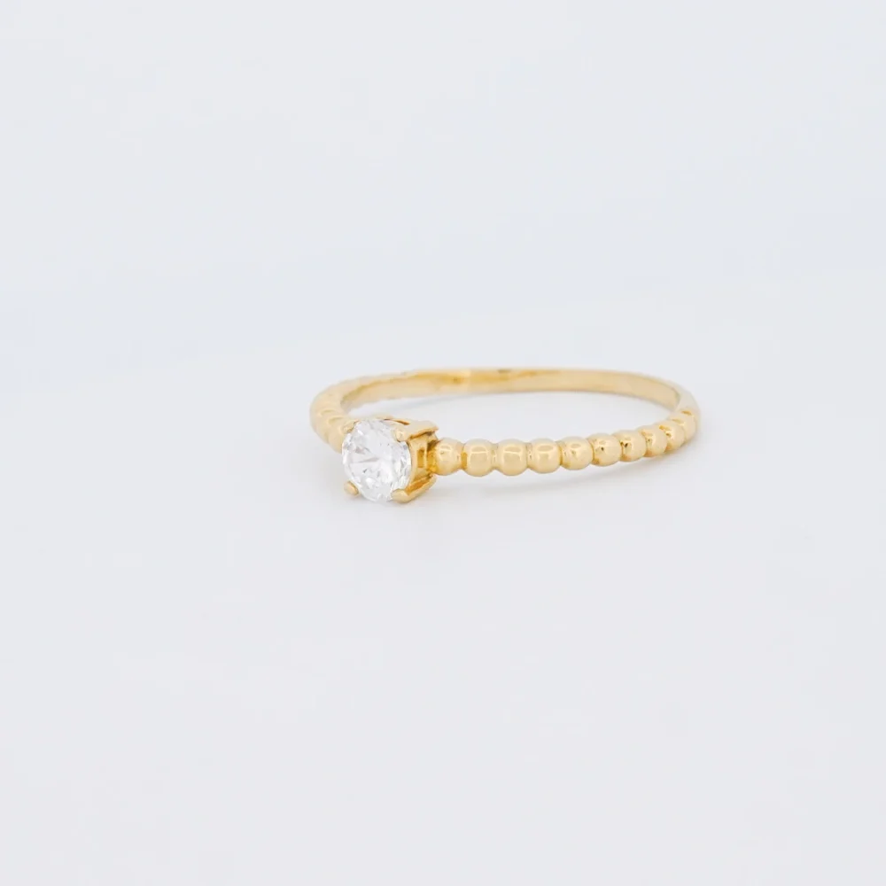 Anillo Solitario Corrugado Oro 18K - Orofino Ecuador
