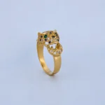 Anillo Figura Pantera Con Piedras Oro 18K - Orofino Ecuador