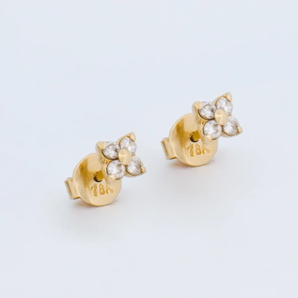 Aretes Topos Flor Oro 18K - Orofino Ecuador