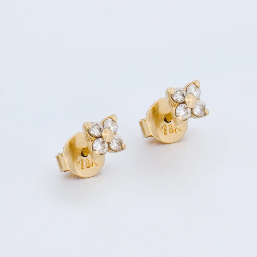 1642181.webp Aretes Topos Flor Oro 18K - Orofino Ecuador