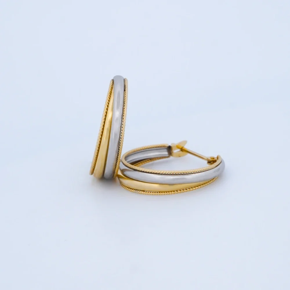 Aretes Candongas Dos Oros 18K - Orofino Ecuador