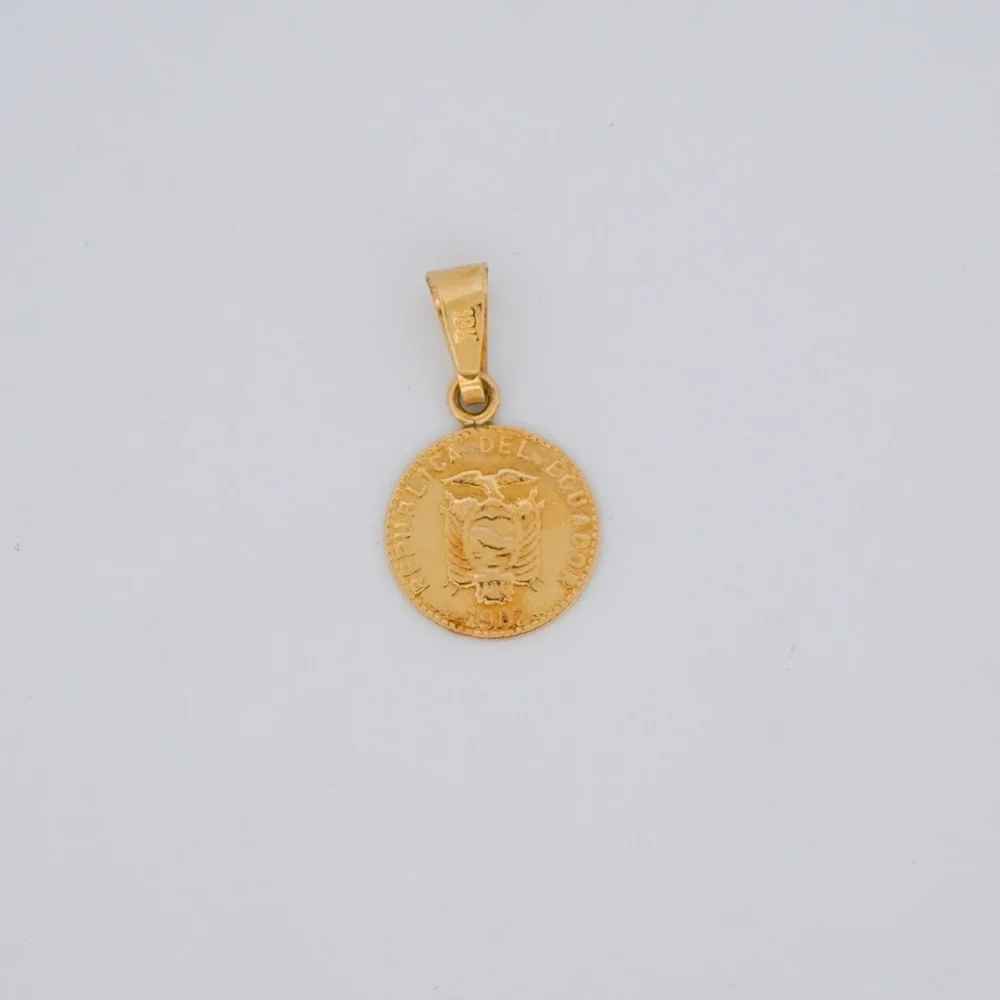 Dije Medalla Moneda Oro 18K - Orofino Ecuador