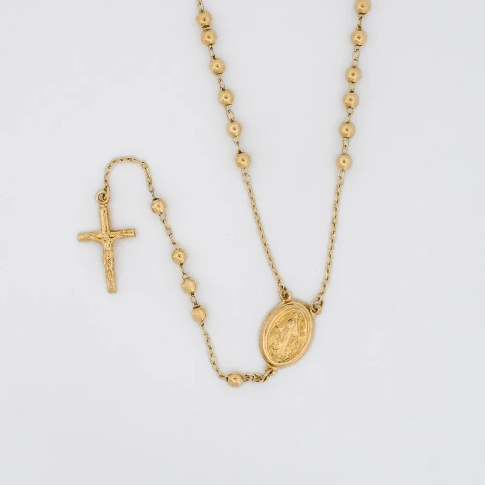 Cadena Tejido Rosario En Oro Amarillo 18K - Orofino Ecuador