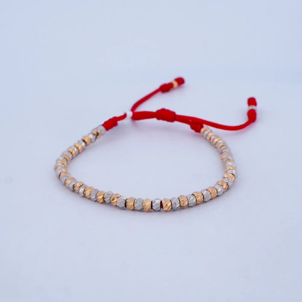 Pulsera Tejido Con 60 Balines Diamantados Dos Oros 18K - Orofino Ecuador