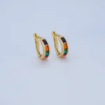 Aretes Cortos Piedras De Colores Con Cierre Catalán Oro 18K - Orofino Ecuador
