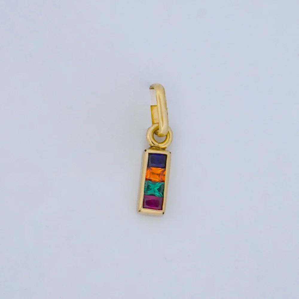 Dije Regleta Con Piedras De Colores Oro 18K - Orofino Ecuador