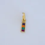Dije Regleta Con Piedras De Colores Oro 18K - Orofino Ecuador