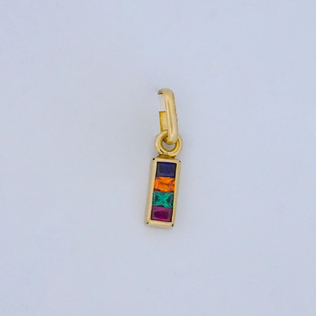 1657643.webp Dije Regleta Con Piedras De Colores Oro 18K - Orofino Ecuador