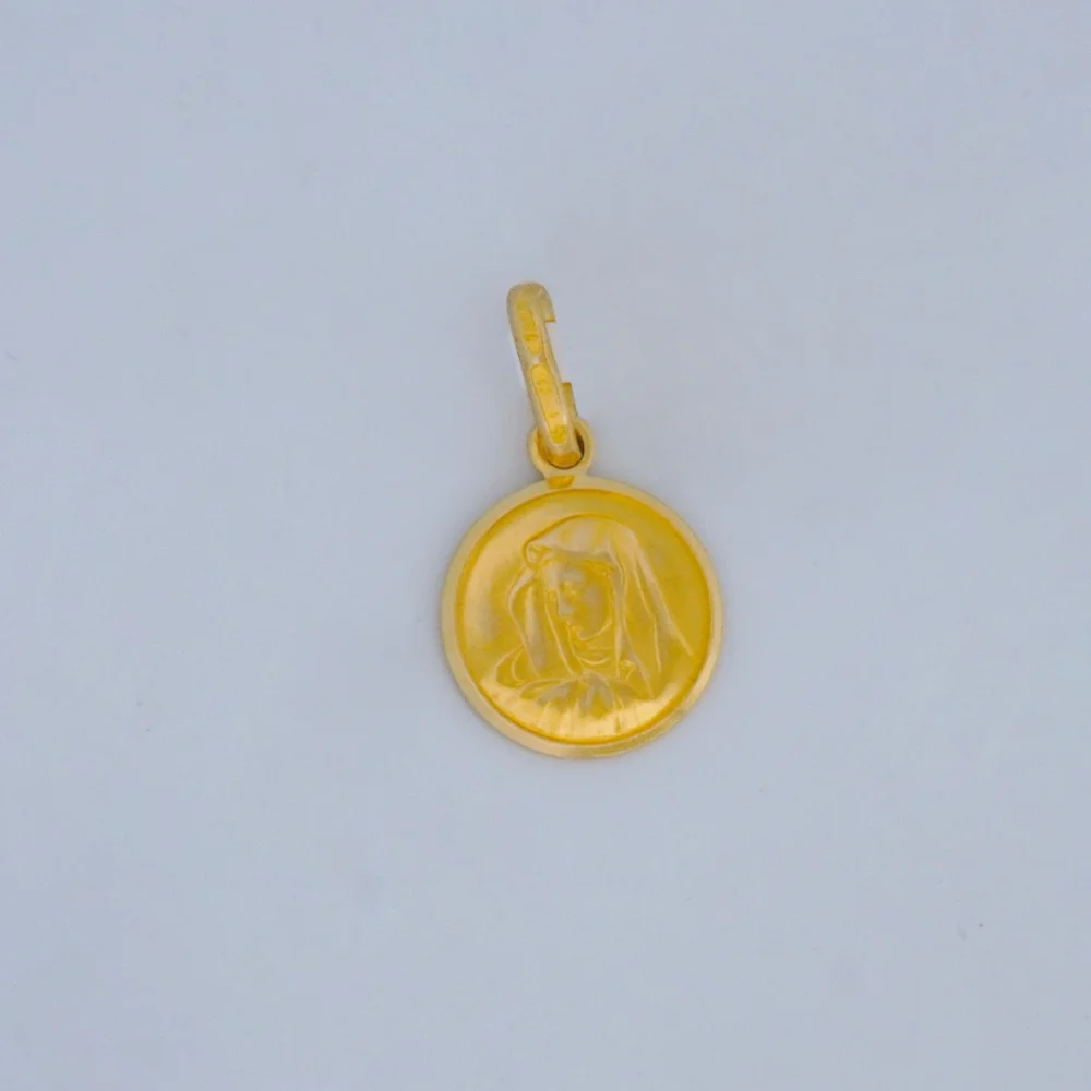 Dije Medalla Virgen Con Piedras Oro 18K - Orofino Ecuador