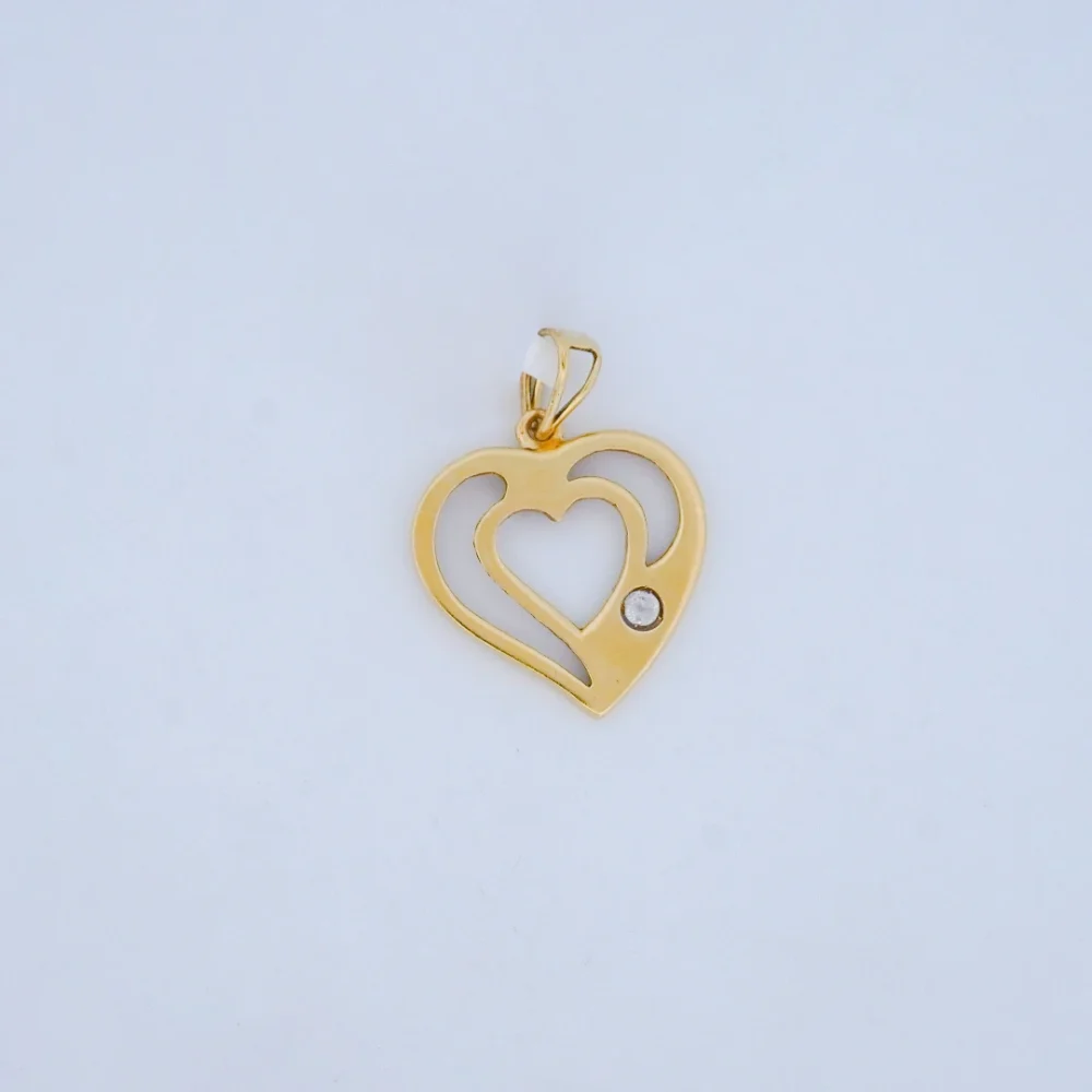 Dije Corazón Calado Con Piedra Oro 18K - Orofino Ecuador