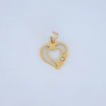 Dije Corazón Calado Con Piedra Oro 18K - Orofino Ecuador
