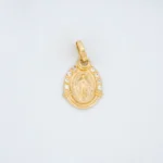 Dije Ovalado Virgen con Zircones Oro 18K