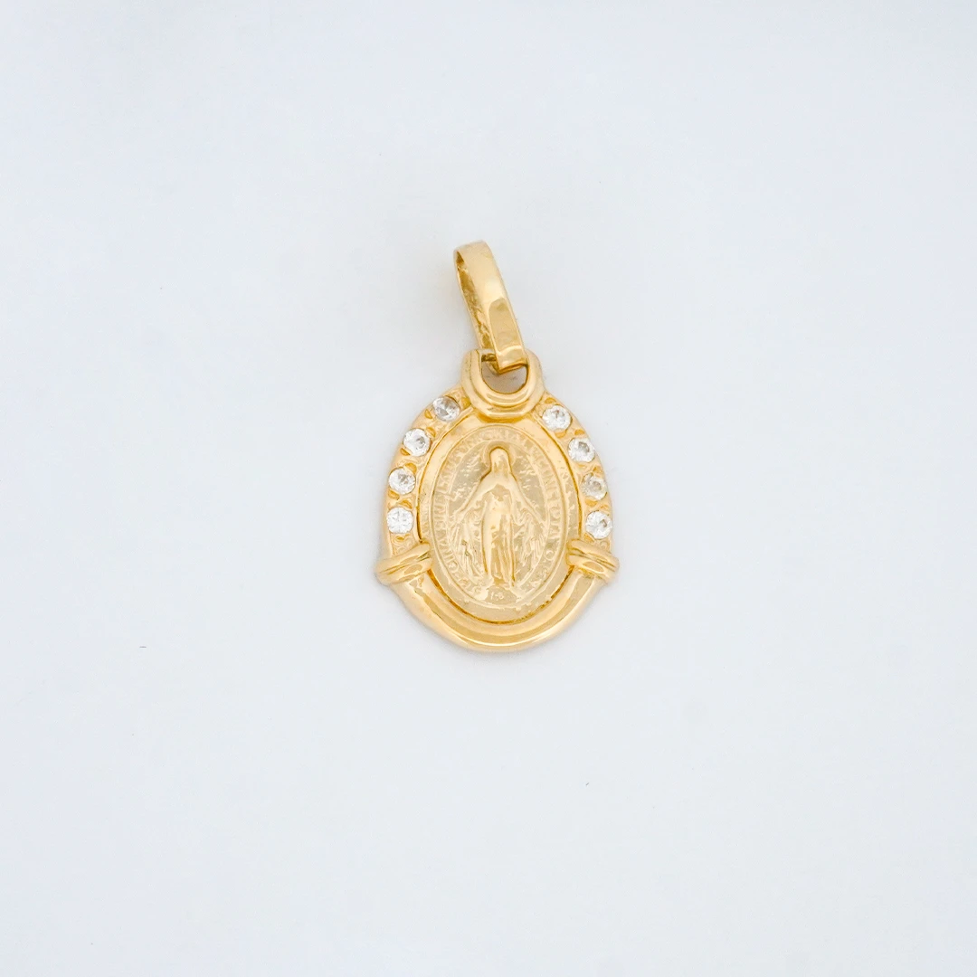1503493.webp Dije Ovalado Virgen con Zircones Oro 18K - Image 1