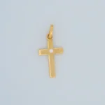 Dije cruz con zircón oro 18K - Orofino Ecuador