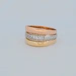 Anillo 3 Oros con Zircones 18K