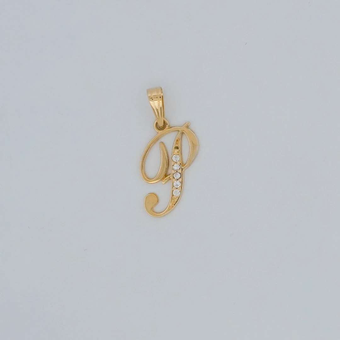 1572443.webp Dije Letra P con Zircones Oro 18K - Image 1