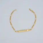 Pulsera Cubana Alternada con Placa Oro 18K