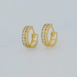 Aretes Argollas con Zircones Oro 18K