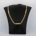 Cadena Cubana con Placas Oro 18K