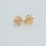 Aretes Topos Vector de Brújula con Zircones Oro 18K