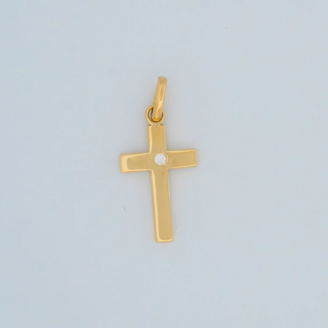 1657704.webp Dije Cruz con Zircón Oro 18K - Image 1