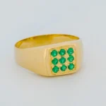 Anillo con Zircones Verdes Oro 18K