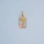 Dije Placa 3 Oros con Crucifijo 18K